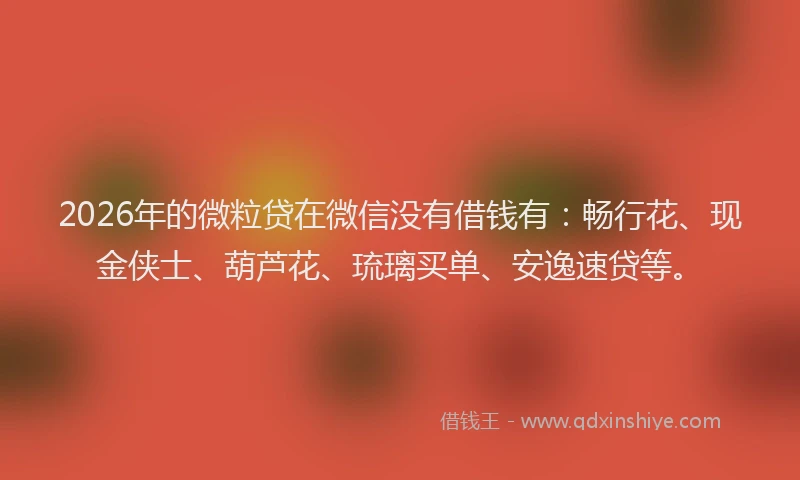 2026年的微粒贷在微信没有借钱有：畅行花、现金侠士、葫芦花、琉璃买单、安逸速贷等。