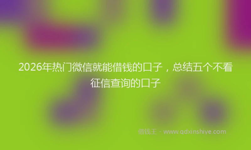 2026年热门微信就能借钱的口子，总结五个不看征信查询的口子