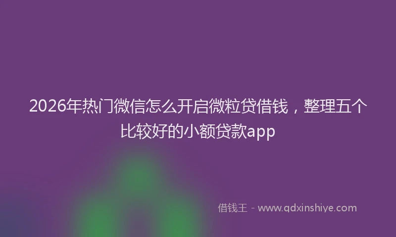 2026年热门微信怎么开启微粒贷借钱，整理五个比较好的小额贷款app