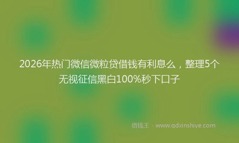 2026年热门微信微粒贷借钱有利息么，整理5个无视征信黑白100%秒下口子