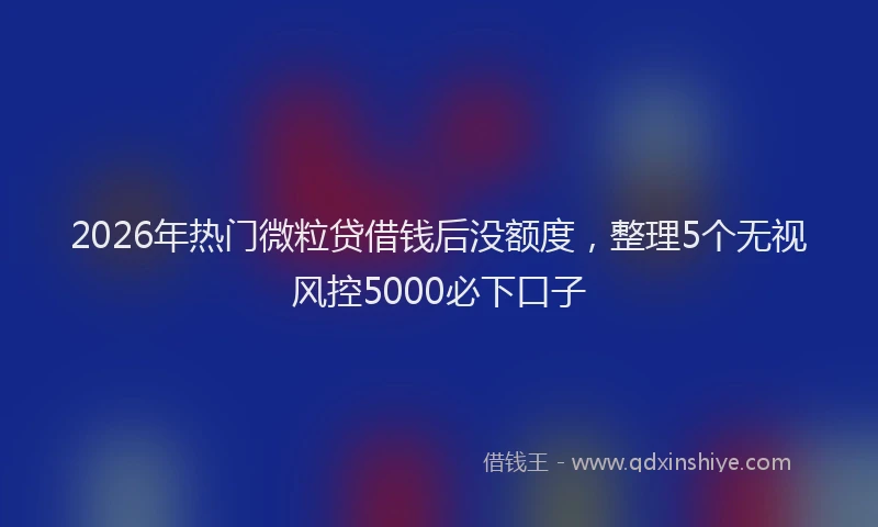 2026年热门微粒贷借钱后没额度，整理5个无视风控5000必下口子