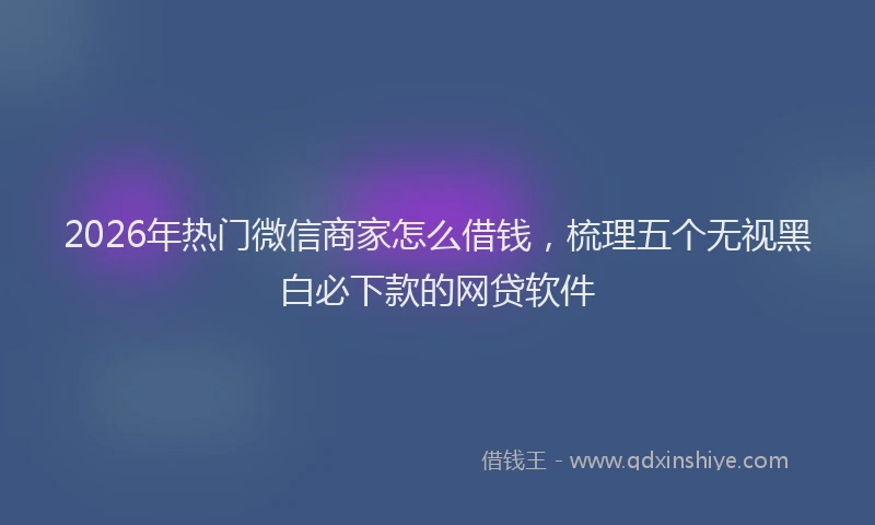 2026年热门微信商家怎么借钱，梳理五个无视黑白必下款的网贷软件