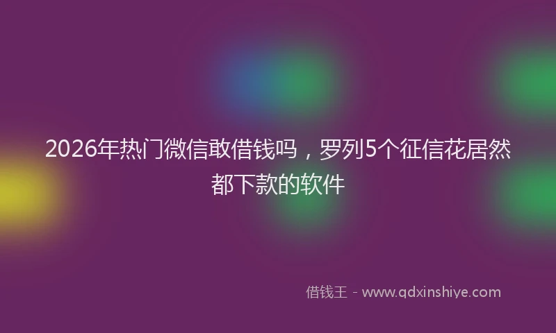 2026年热门微信敢借钱吗，罗列5个征信花居然都下款的软件