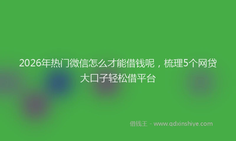 2026年热门微信怎么才能借钱呢，梳理5个网贷大口子轻松借平台
