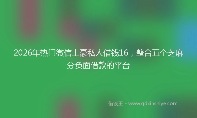 2026年热门微信土豪私人借钱16，整合五个芝麻分负面借款的平台