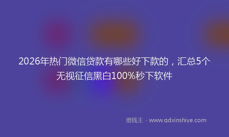2026年热门微信贷款有哪些好下款的，汇总5个无视征信黑白100%秒下软件