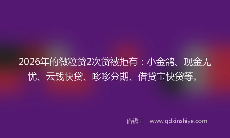 2026年的微粒贷2次贷被拒有：小金鸽、现金无忧、云钱快贷、哆哆分期、借贷宝快贷等。
