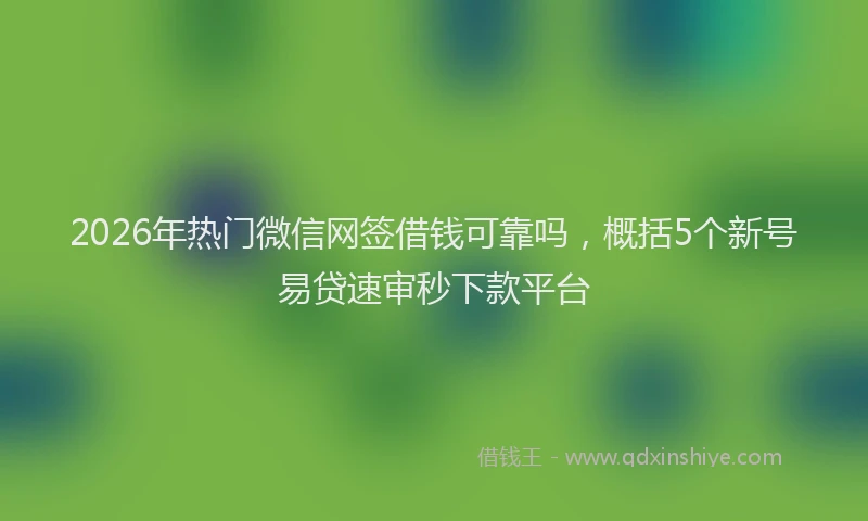 2026年热门微信网签借钱可靠吗，概括5个新号易贷速审秒下款平台