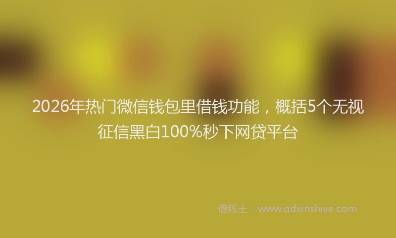 2026年热门微信钱包里借钱功能，概括5个无视征信黑白100%秒下网贷平台