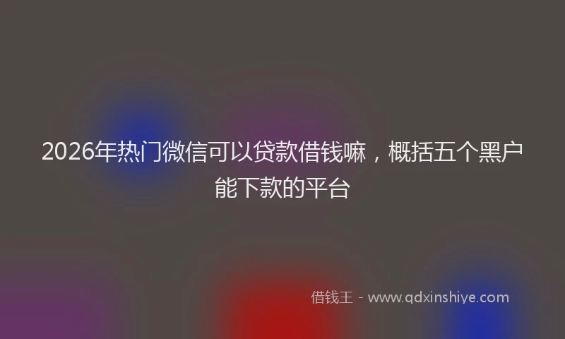 2026年热门微信可以贷款借钱嘛，概括五个黑户能下款的平台