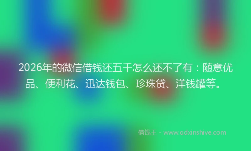 2026年的微信借钱还五千怎么还不了有：随意优品、便利花、迅达钱包、珍珠贷、洋钱罐等。
