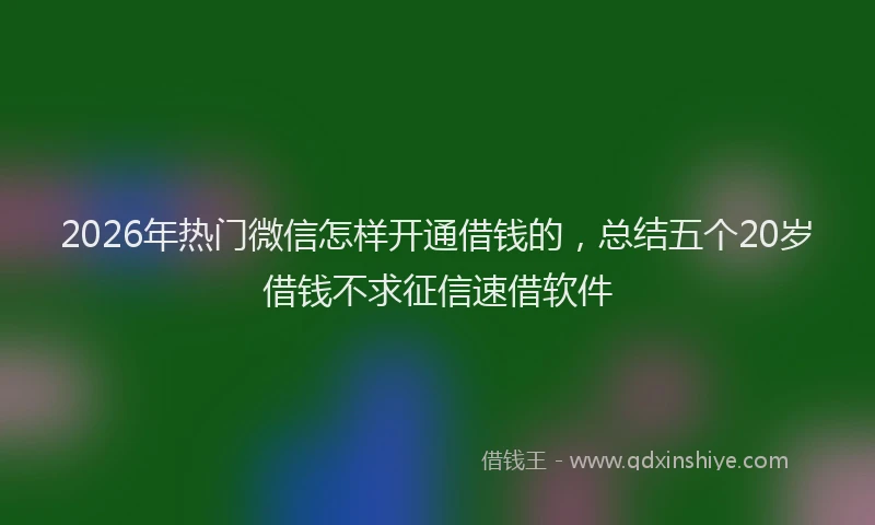 2026年热门微信怎样开通借钱的，总结五个20岁借钱不求征信速借软件