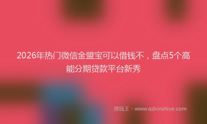 2026年热门微信金盟宝可以借钱不，盘点5个高能分期贷款平台新秀