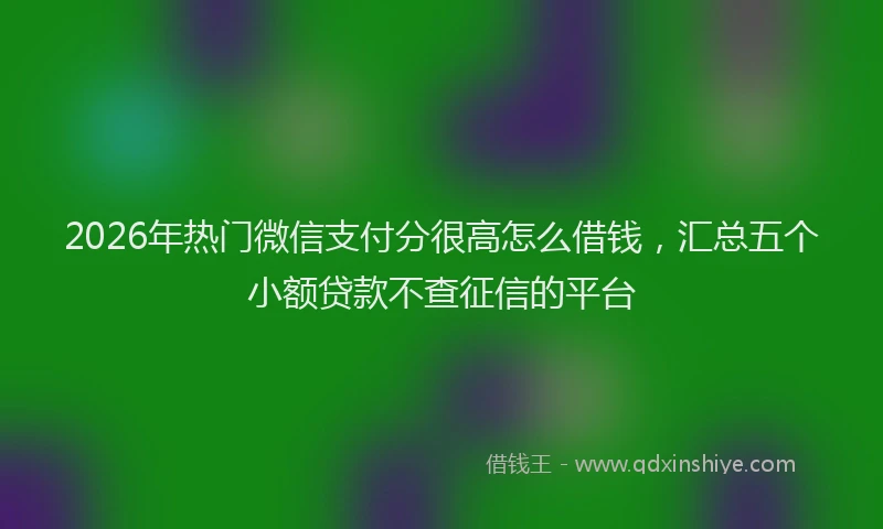 2026年热门微信支付分很高怎么借钱,汇总五个小额贷款不查征信的平台