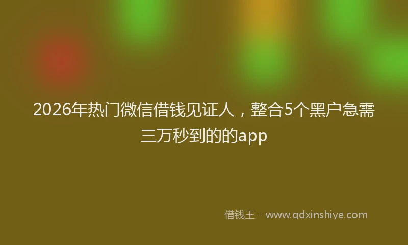 2026年热门微信借钱见证人，整合5个黑户急需三万秒到的的app