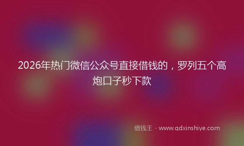 2026年热门微信公众号直接借钱的，罗列五个高炮口子秒下款