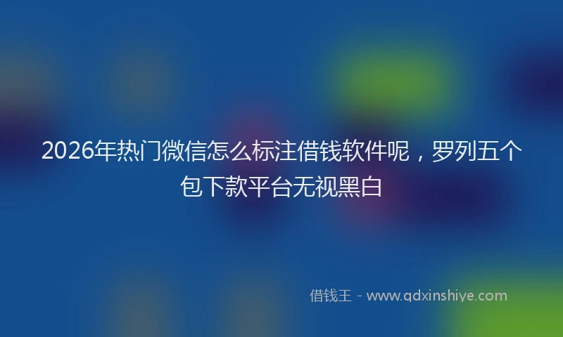2026年热门微信怎么标注借钱软件呢，罗列五个包下款平台无视黑白
