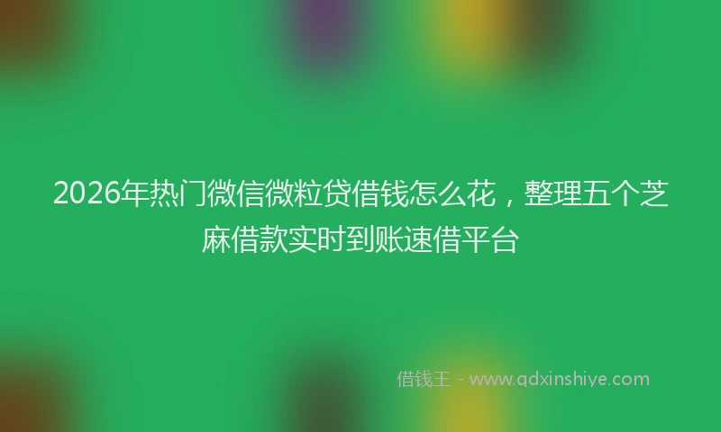 2026年热门微信微粒贷借钱怎么花，整理五个芝麻借款实时到账速借平台