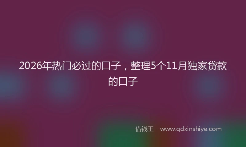 2026年热门必过的口子，整理5个11月独家贷款的口子