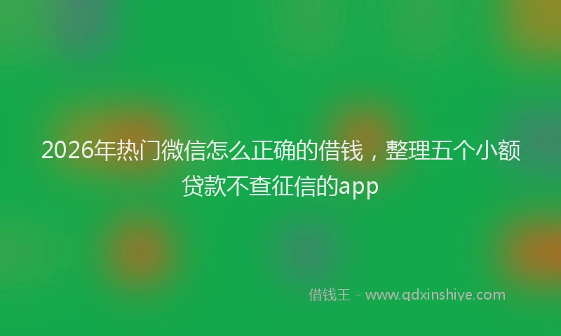 2026年热门微信怎么正确的借钱，整理五个小额贷款不查征信的app