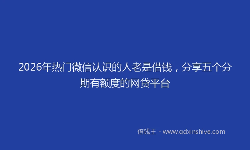 2026年热门微信认识的人老是借钱，分享五个分期有额度的网贷平台