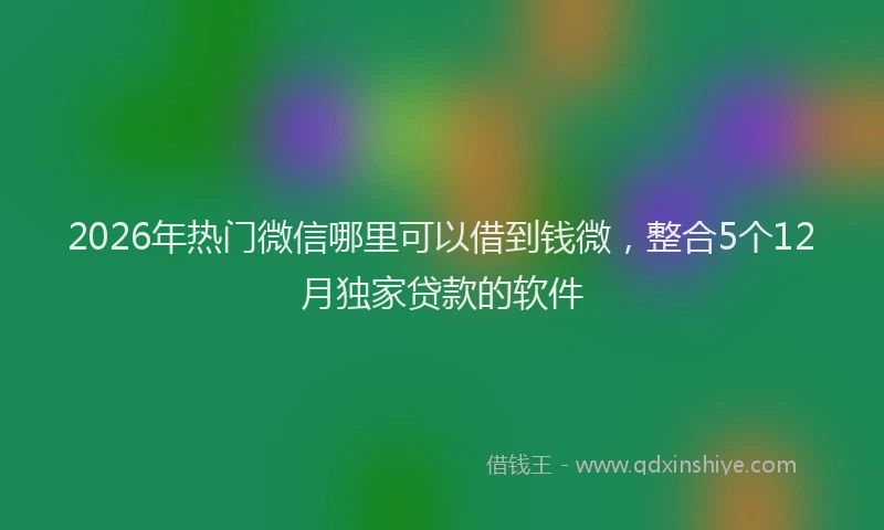 2026年热门微信哪里可以借到钱微，整合5个12月独家贷款的软件
