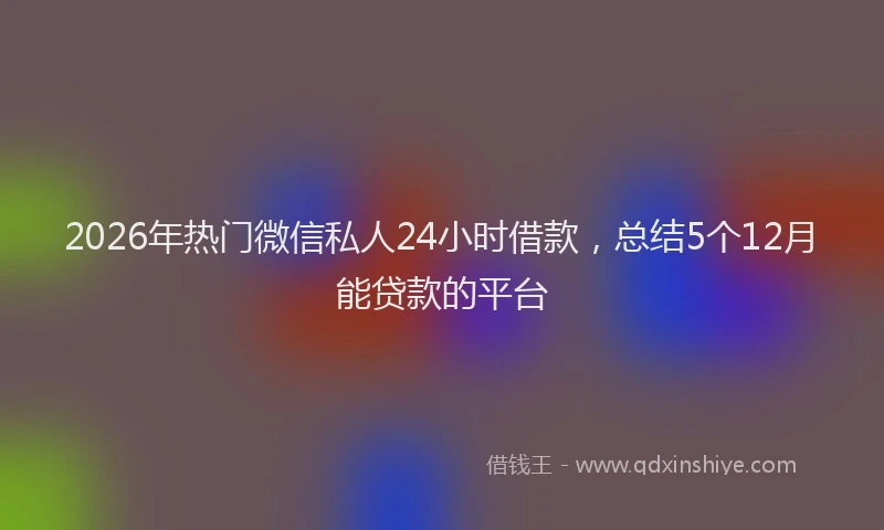 2026年热门微信私人24小时借款，总结5个12月能贷款的平台