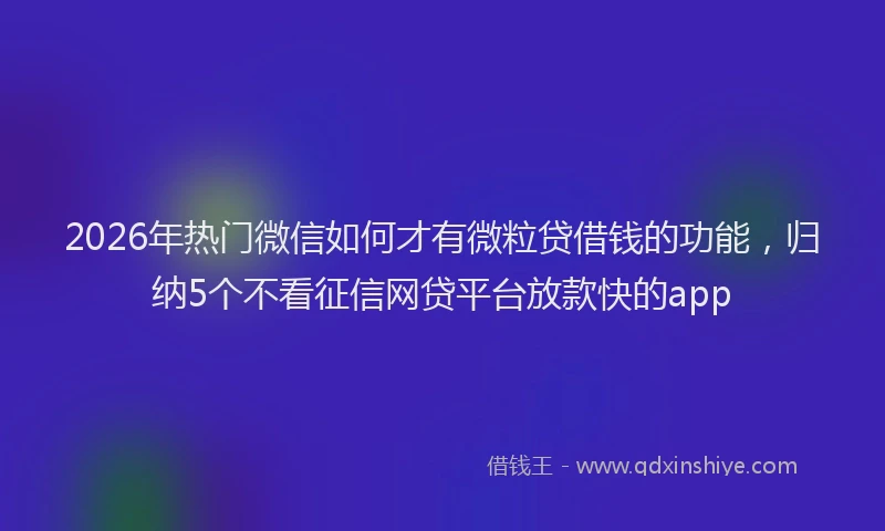 2026年热门微信如何才有微粒贷借钱的功能，归纳5个不看征信网贷平台放款快的app
