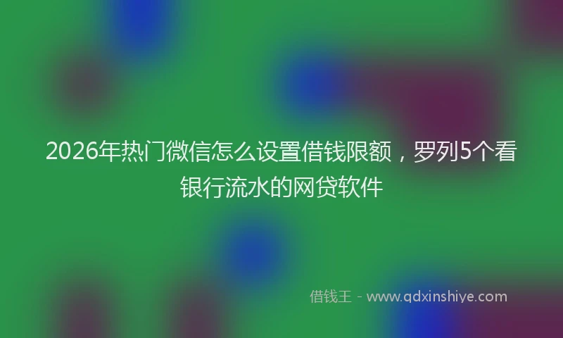 2026年热门微信怎么设置借钱限额，罗列5个看银行流水的网贷软件