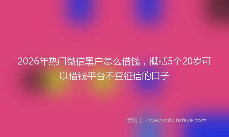 2026年热门微信黑户怎么借钱，概括5个20岁可以借钱平台不查征信的口子