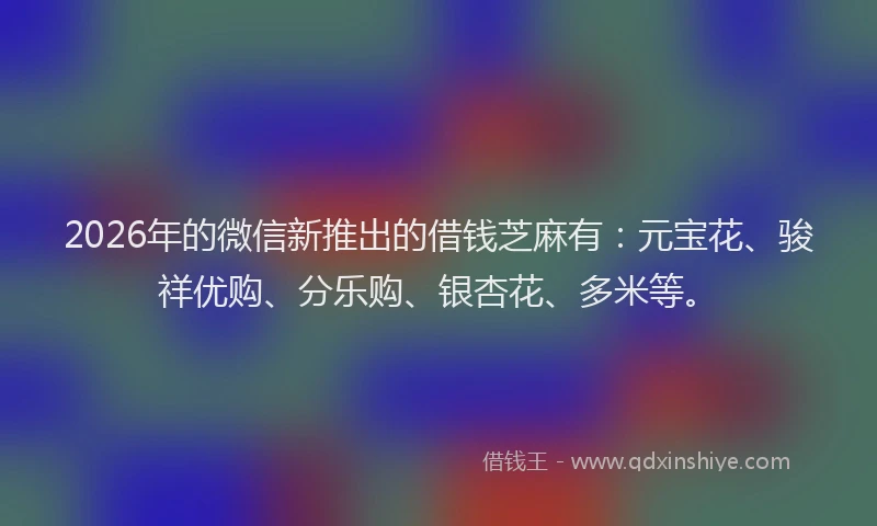 2026年的微信新推出的借钱芝麻有：元宝花、骏祥优购、分乐购、银杏花、多米等。