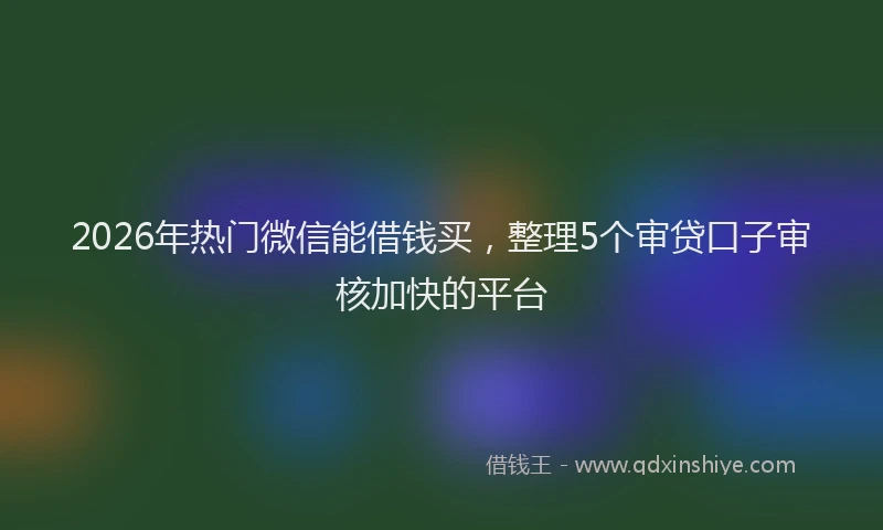 2026年热门微信能借钱买，整理5个审贷口子审核加快的平台
