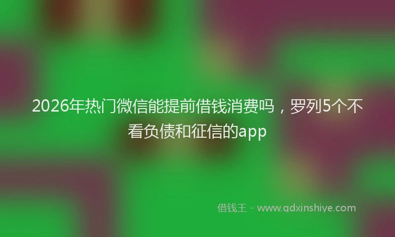 2026年热门微信能提前借钱消费吗，罗列5个不看负债和征信的app