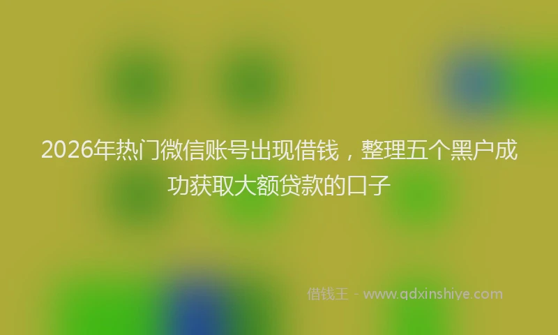 2026年热门微信账号出现借钱，整理五个黑户成功获取大额贷款的口子