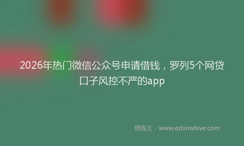 2026年热门微信公众号申请借钱，罗列5个网贷口子风控不严的app