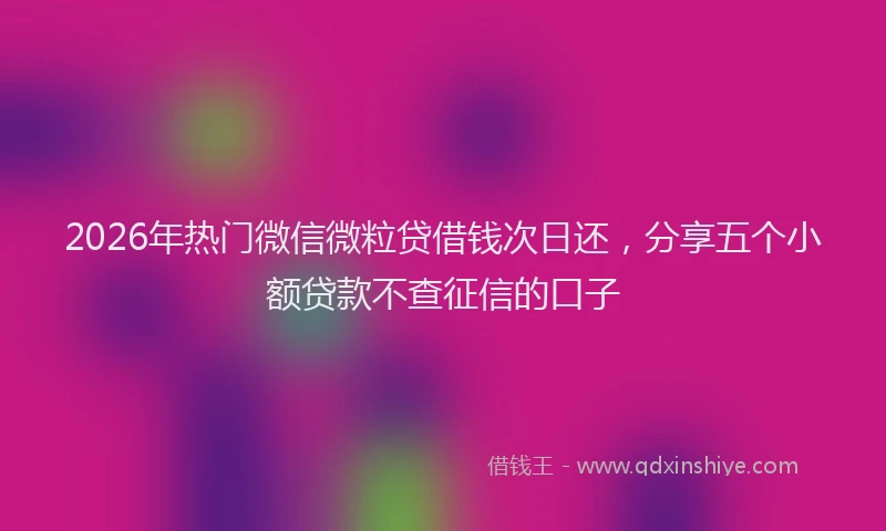 2026年热门微信微粒贷借钱次日还，分享五个小额贷款不查征信的口子