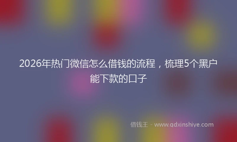 2026年热门微信怎么借钱的流程,梳理5个黑户能下款的口子
