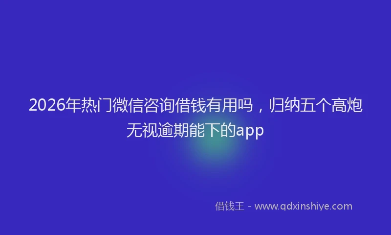 2026年热门微信咨询借钱有用吗，归纳五个高炮无视逾期能下的app