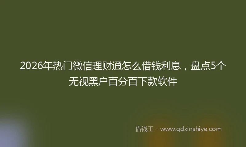 2026年热门微信理财通怎么借钱利息,盘点5个无视黑户百分百下款软件