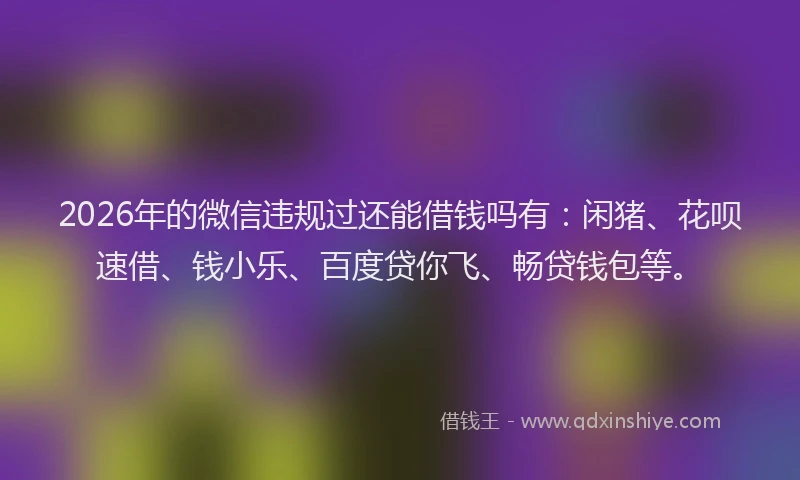 2026年的微信违规过还能借钱吗有：闲猪、花呗速借、钱小乐、百度贷你飞、畅贷钱包等。