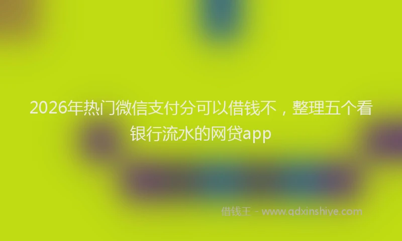 2026年热门微信支付分可以借钱不，整理五个看银行流水的网贷app