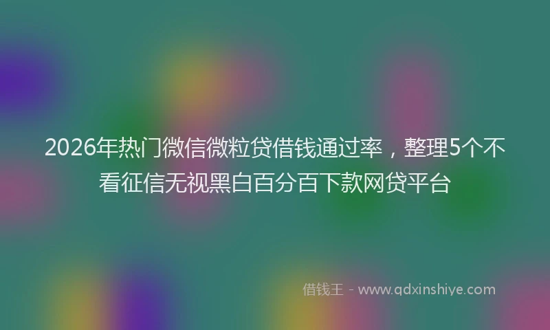 2026年热门微信微粒贷借钱通过率，整理5个不看征信无视黑白百分百下款网贷平台