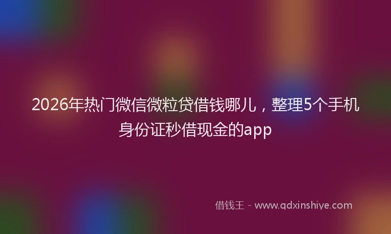 2026年热门微信微粒贷借钱哪儿,整理5个手机身份证秒借现金的app