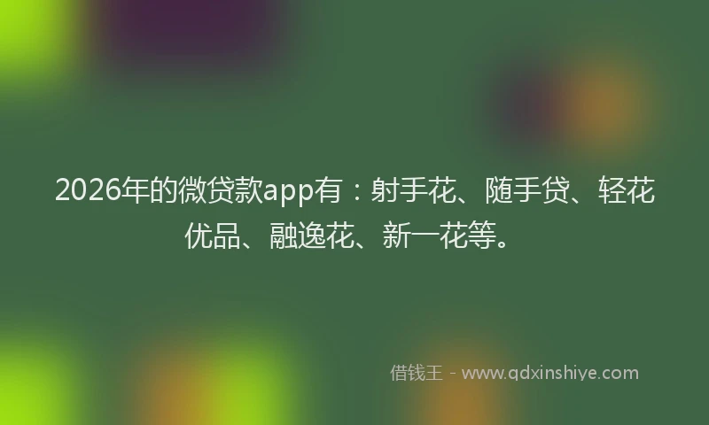 2026年的微贷款app有:射手花、随手贷、轻花优品、融逸花、新一花等。