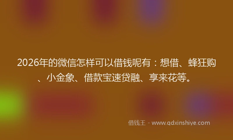 2026年的微信怎样可以借钱呢有：想借、蜂狂购、小金象、借款宝速贷融、享来花等。