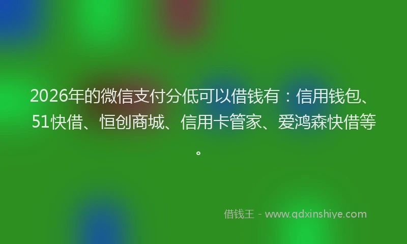 2026年的微信支付分低可以借钱有：信用钱包、51快借、恒创商城、信用卡管家、爱鸿森快借等。
