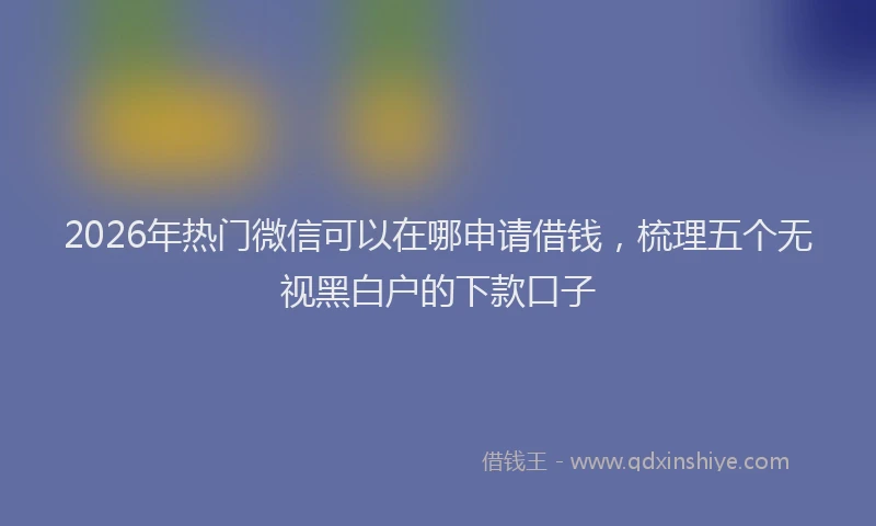 2026年热门微信可以在哪申请借钱，梳理五个无视黑白户的下款口子
