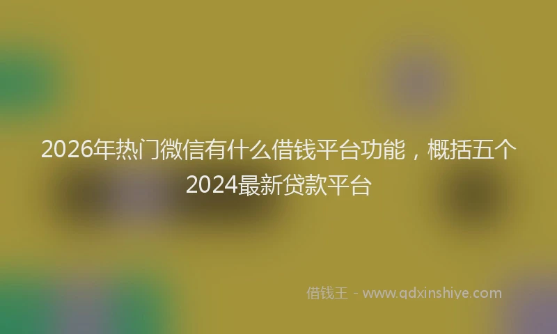 2026年热门微信有什么借钱平台功能，概括五个2024最新贷款平台
