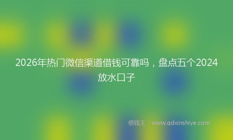 2026年热门微信渠道借钱可靠吗,盘点五个2024放水口子