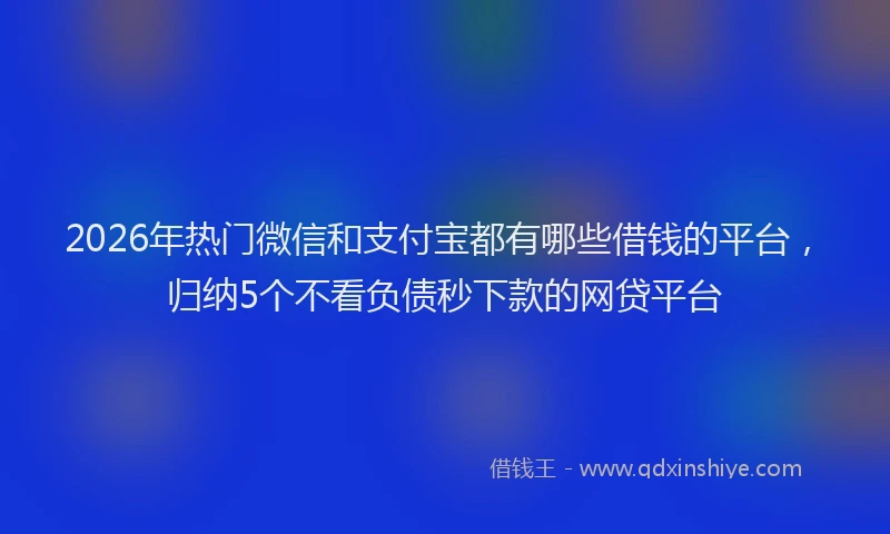 2026年热门微信和支付宝都有哪些借钱的平台，归纳5个不看负债秒下款的网贷平台